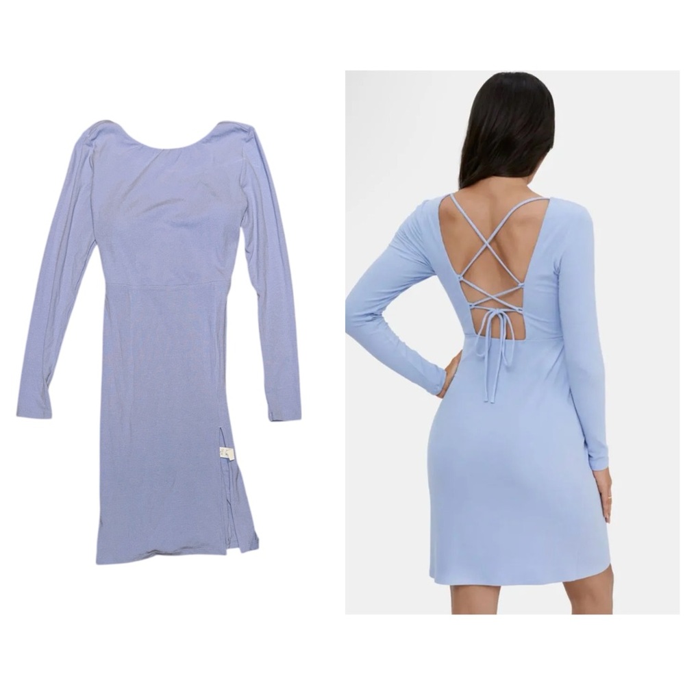 NWT Halara Ribbed Knit Backless Lace Up Midi Casual Dress Size XSmall